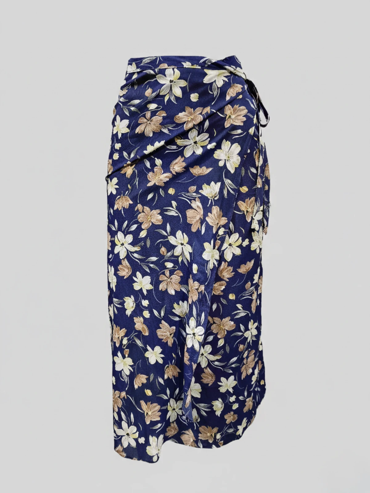 Blue Floral Wrap Skirt